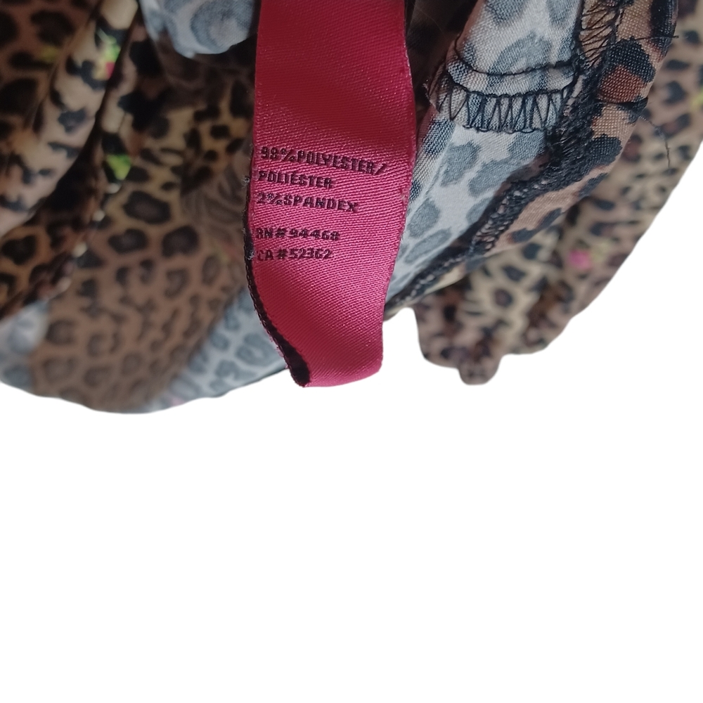 BETSEY JOHNSON Leopard Animal Print Floral Print Peasant Long Sleeve Top Large - Picture 7 of 7